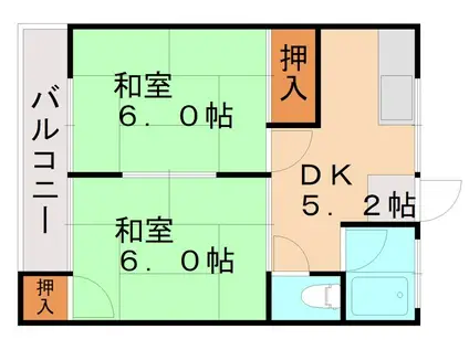 コーポCR B(2DK/2階)の間取り写真