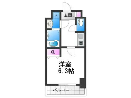 LE-BEAR天王寺東(1K/2階)の間取り写真