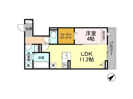 D-ROOM沖野上II(1LDK/2階)の間取り写真