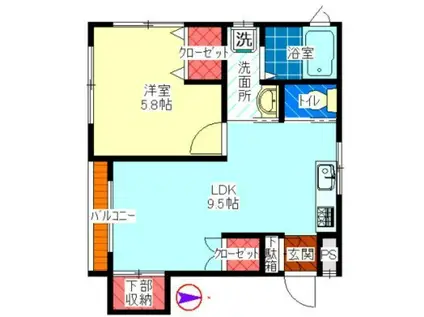 木下ビル第2(1LDK/2階)の間取り写真