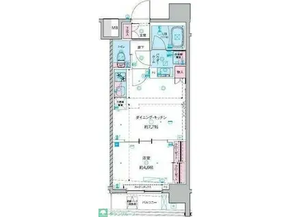 GENOVIA 東神田 GREEN VEIL(1DK/7階)の間取り写真