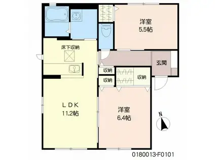 レシデンシア小森野F(2LDK/1階)の間取り写真