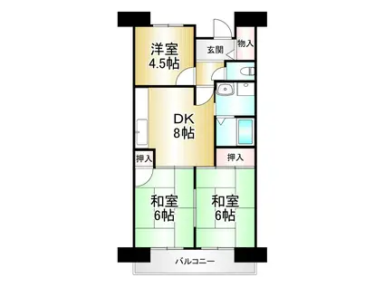 サンラフレ出来島7号棟(3DK/4階)の間取り写真