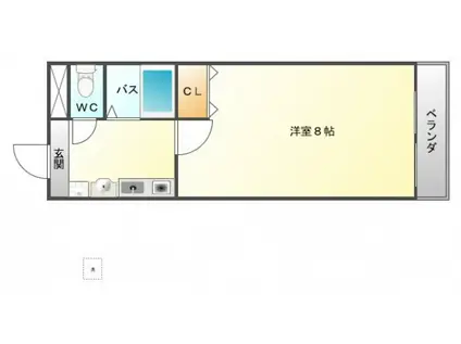 INOVE上山手(1K/3階)の間取り写真