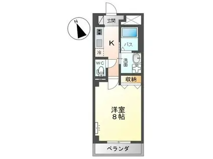 BAILEY舟入本町(1K/4階)の間取り写真