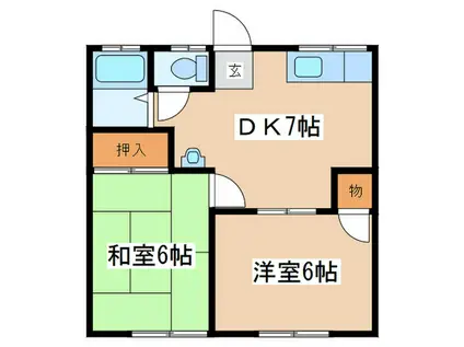 コーポおざわ(2DK/1階)の間取り写真