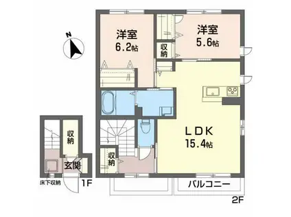 シャーメゾン南光台南(2LDK/2階)の間取り写真