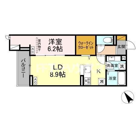 CRADLE(1LDK/2階)の間取り写真