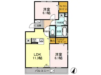 ラ・メール(2LDK/2階)の間取り写真