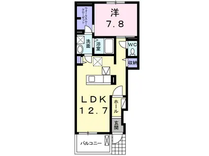 エアリーガーデンAB(1LDK/1階)の間取り写真