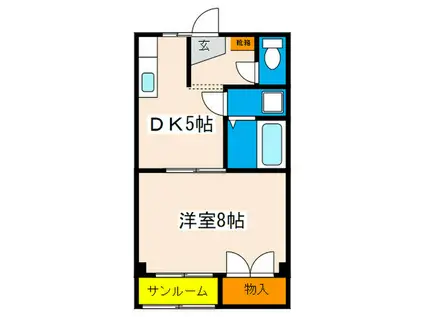ＪＲ山陽本線 西広島駅 徒歩8分 2階建 築27年(1DK/2階)の間取り写真