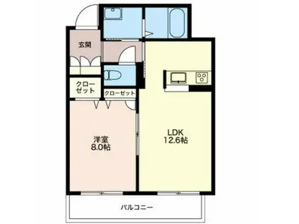 ルーエシャトー(1LDK/2階)の間取り写真