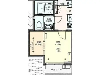 KEIAI RESIDENCE 五香(1K/1階)の間取り写真