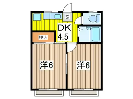 ブルーウッド(2DK/3階)の間取り写真