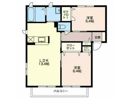 アーバンスクエアB棟(2LDK/2階)の間取り写真