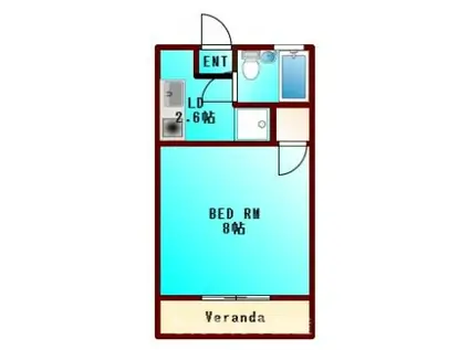 ハイツ明日華2(1K/1階)の間取り写真