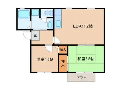 スペリオールプラザA(2LDK/1階)の間取り写真