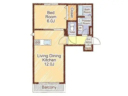 スリーゼ南太平寺 A・B棟(1LDK/3階)の間取り写真