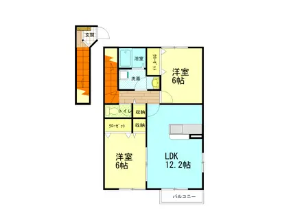 カーサ・ビエントA棟(2LDK/2階)の間取り写真