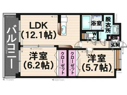 サンフラワー(2LDK/4階)の間取り写真