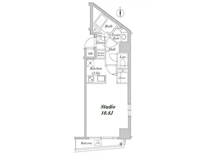 メイクスデザイン西麻布(ワンルーム/1階)の間取り写真