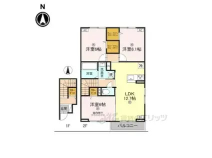 サニーヒロ2(3LDK/2階)の間取り写真