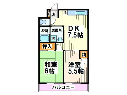 三ツ木駅前ビル(2DK/4階)の間取り写真