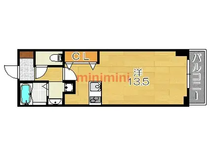 SURPASS VILLA(1K/3階)の間取り写真