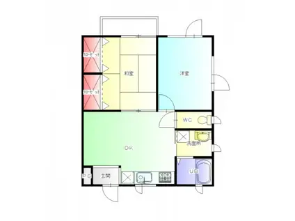 マルベリーハイツ(2DK/1階)の間取り写真