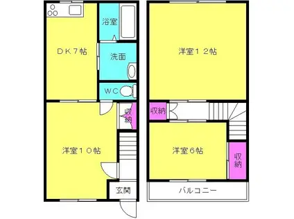 コートマンダリヌ(3DK/1階)の間取り写真