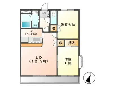 リヴェール(2LDK/1階)の間取り写真