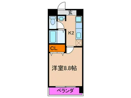 ハウスセゾン四条通(1K/7階)の間取り写真