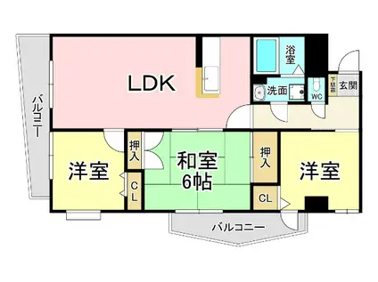 ジャミロ小倉(3LDK/13階)の間取り写真