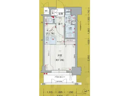 プレサンス久屋大通公園サウス(1K/4階)の間取り写真