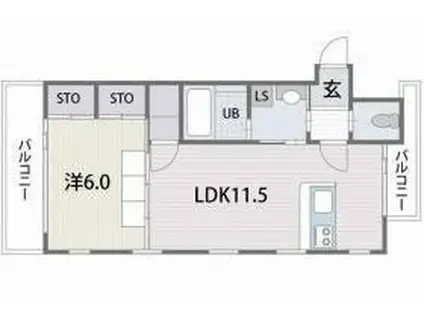 RADUNA B.L.D.G(1LDK/11階)の間取り写真