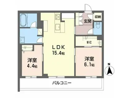 シャーメゾンエルソフィア(2LDK/1階)の間取り写真