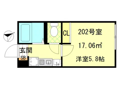 LECOCON平井(1K/2階)の間取り写真