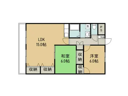 ラ・フルールB(2LDK/1階)の間取り写真