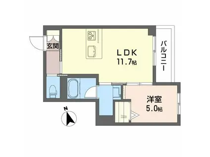 シャーメゾン コア八日町(1LDK/2階)の間取り写真