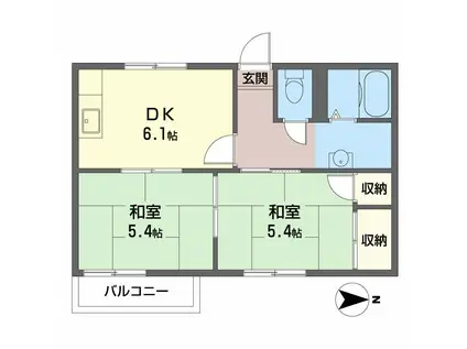 タウニー山本(2DK/1階)の間取り写真