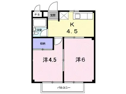 いわべハイツ(2K/2階)の間取り写真