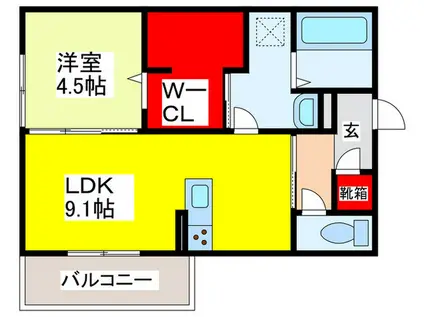 メゾン カリネ(1LDK/3階)の間取り写真