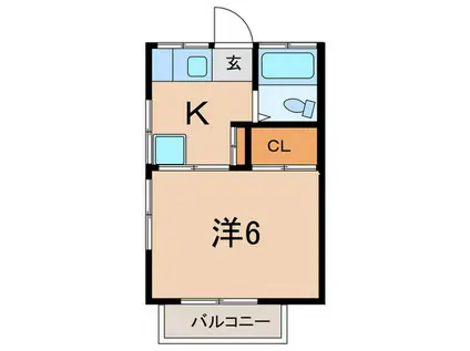 ハイツ山室A(1K/2階)の間取り写真