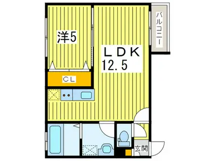 アンジュ・ロゼ(1LDK/4階)の間取り写真