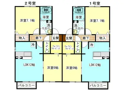 グロワール(2LDK/2階)の間取り写真