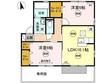 プルミ・エール(2LDK/1階)の間取り写真