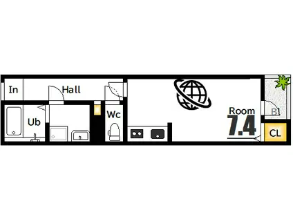 FANTASTICO横川(ワンルーム/1階)の間取り写真