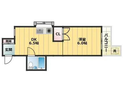 グリーンノート六甲(1DK/2階)の間取り写真