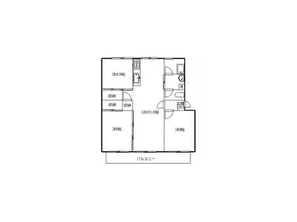 熊本市中央区出水4丁目(3LDK/3階)の間取り写真