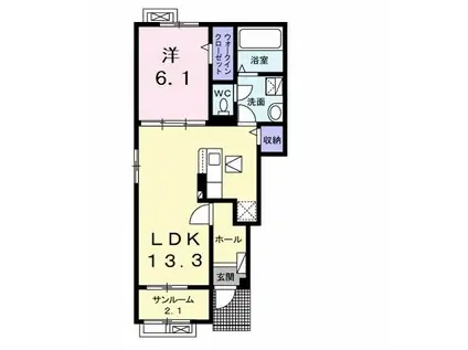 ベルミラB(1LDK/1階)の間取り写真